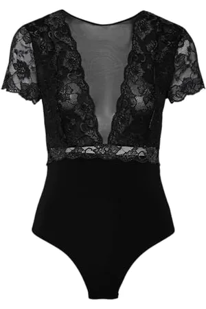 Pieces® PCSICCA SS Bodystocking Noos Body, Black, L Donna