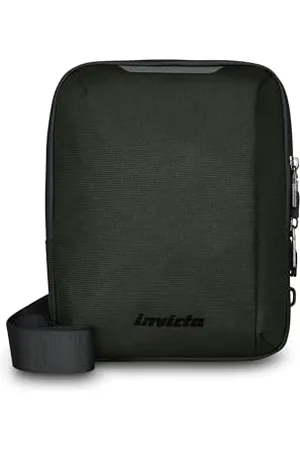 Invicta Tracolla RANGER, Verde, Regolabile, Tasca Porta Ipad e Smartphone,Tasche rivestite in tessuto antigraffio, Con Gancio portachiavi e Tirazip in metallo, Viaggio e Tempo Libero