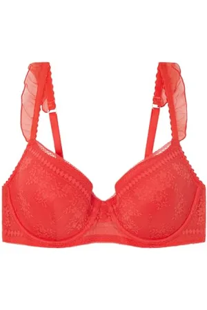 Women secret Beautiful Coral Lace Ruffle Balconette Bra Reggiseno Imbottito, , 95D Donna