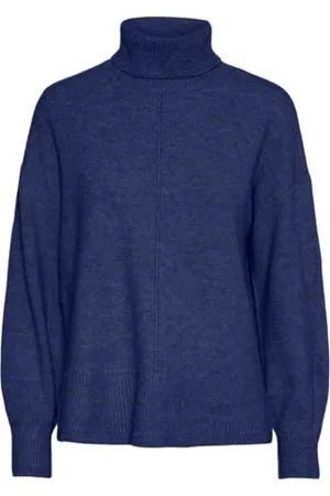 Pieces® Pcmalou LS Rollneck Knit Noos BC Maglione Lavorato a Maglia, Bellwether Blue, XS Donna