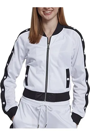 Urban classics Ladies Button Up Track Jacket Giacca Sportiva, (White/Black/White), S Donna
