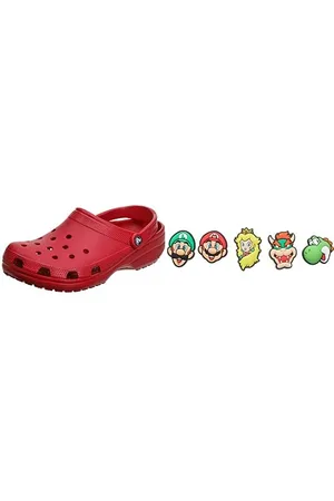 Crocs Classic Clog Unisex - Adulto Sabot, Zoccoli, Rosso (Pepper 6En), 48/49 EU Super Mario 5 Pack Shoe Charms, Multicolor, One Size