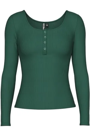 Pieces® Pckitte LS Top Noos BC Maglia a Maniche Lunghe, Trekking Green, L Donna