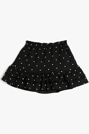 Koton Mini Skirt Polka-DOT Elastic Waistband Lined Cotton, Gonna Ragazze, (9D9)