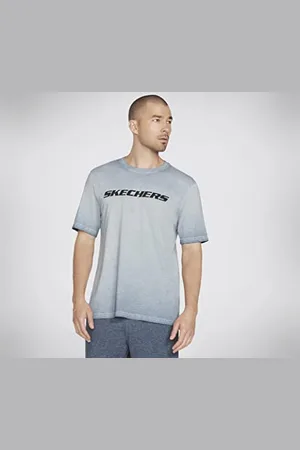Skechers Diamond Wash Heritage Crew T-Shirt, Colore: Blu Fumo, XXL Uomo