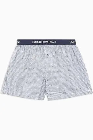 Emporio Armani Yarn Dyed Cotton Boxer Shorts, , XL Men