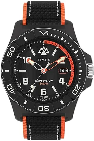 Timex Orologio da uomo Expedition North da 46 mm, cinturino nero ecologico in due pezzi a sgancio rapido quadrante nero cassa nera TW2V66100