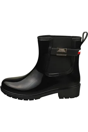 Tommy Hilfiger Donna Stivali in Gomma Flag Belt Rainboot Antiscivolo, (Black), 37