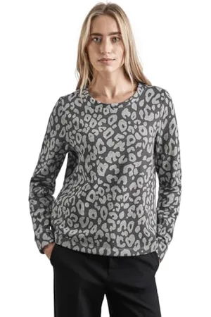 Street one A303053 QR-Felpa Girocollo AOP, Echo Grey Mel, 40 Donna