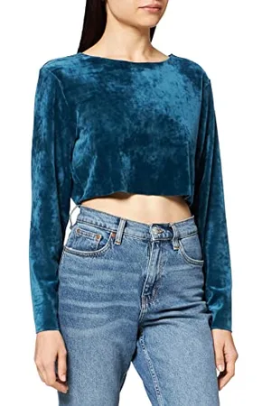 KENDALL + KYLIE KENDALL & KYLIE K&K W Active Velvet Uneven Cropped Top KKW351654 Blouse, , M Femme