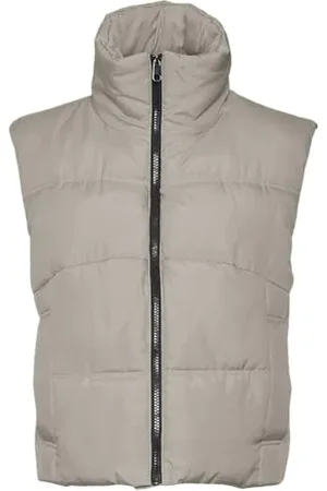 VERO MODA Vmklea Noos-Pantaloni Corti Gilet Trapuntato, Rivestimento Argento, M Donna