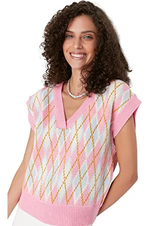 Trendyol Maglia da Donna con Scollo a V Standard Regolare Maglione
