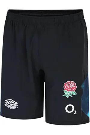 Umbro Pantaloncini da Palestra Inghilterra (O2) Jnr Corto, Nero/Bachelor Button/Ensign Blue, 146 cm