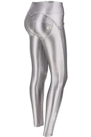 Freddy Pantaloni Donna WR.up® Skinny in Similpelle Metallizata Opaca, Grigio, Medium