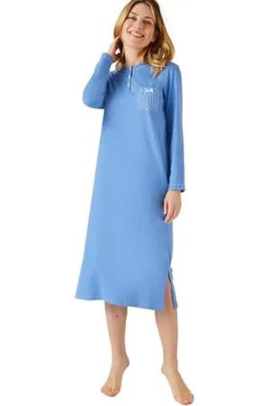Damart Chemise de Nuit Manches Longues, Maille Jersey Vestaglia, , 50-52 (XL) Donna