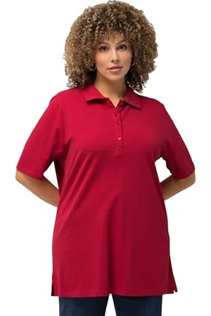 Ulla Popken Polo da Donna, Con Bottoni In Velluto, Regolare, Mezza Manica, , 56/58 IT