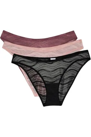 Calvin Klein 3 Pack Bikini (Low-Rise) 000QD5203E Mutandine, (Black/Vintage Pink/Subdued), XL Donna