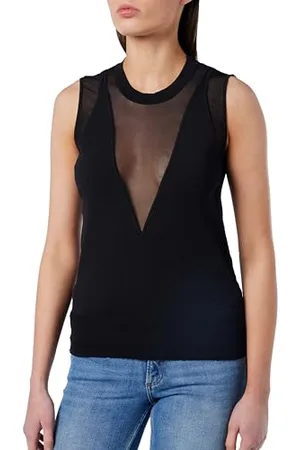 Pinko Felce Maglia Viscosa Tulle Trasparente Canottiera alla Moda, , L Donna