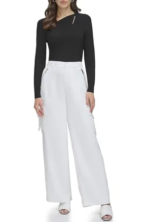 DKNY Satin Cargo Trousers, Pantaloni Casual da Donna,
