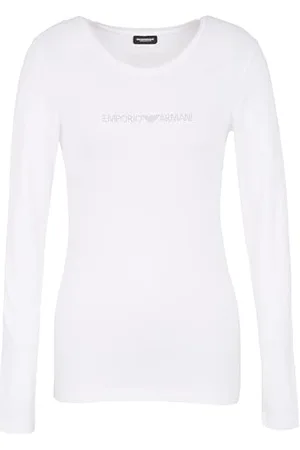 Emporio Armani Essential Studs Logo Long Sleeve T-Shirt, , L Women