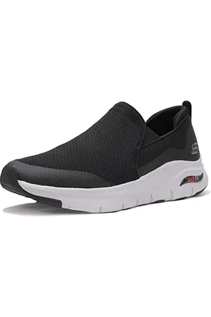 Skechers Arch Fit Banlin, Sneaker Uomo, Black Mesh/White Synthetic/Trim, 45 EU