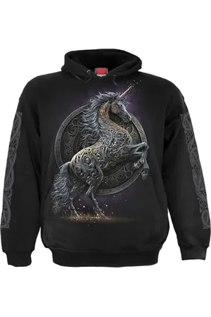 Spiral Celtic Unicorn Uomo Felpa con Cappuccio S 100% Cotone Regular