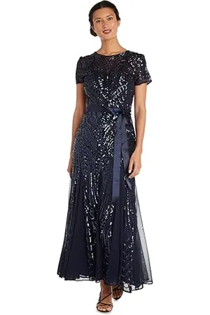 R & M Richards Abito da Sposa con Paillettes Ricamate a Maniche Corte Vestito, , 44 Donna