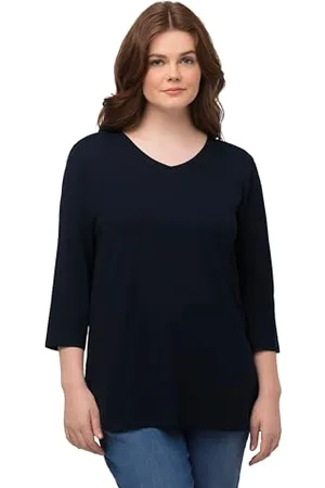 Ulla Popken Maglietta Basic T-Shirt, Marina Militare, 52-54 Donna