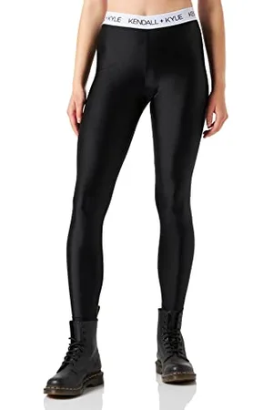 KENDALL + KYLIE KENDALL & KYLIE K&K W Waist Logo Shinny Cropped Top KKW3611671 Undershirt, Black, M Women