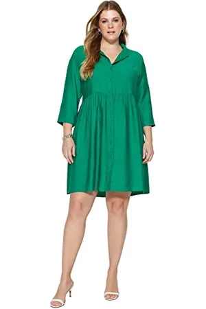 Trendyol Women Mini Skater Oversize Woven Plus Size Dress Vestito, , 50 più Donna
