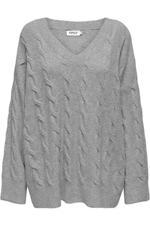 ONLY Onljeanett Life L/S Cable V-Neck CC Knt Maglione Lavorato a Maglia, , L Donna