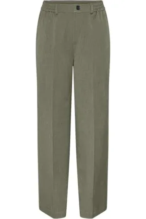 Pieces® Pccamil HW Wide Pant Noos Pantaloni, Verde-Deep Lichen Green, L/30L Donna