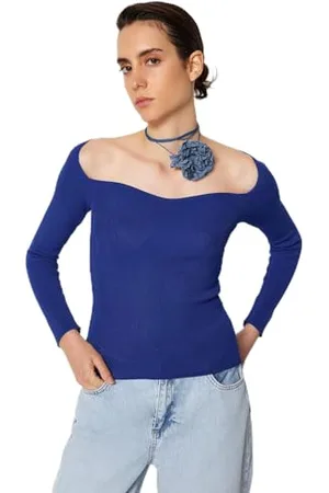 Trendyol Slim Fit Basic Sweetheart Knitwear Sweater Maglione, , M Donna
