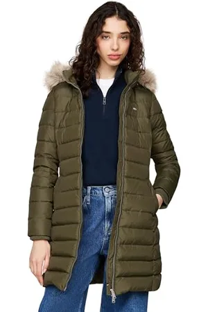 Tommy Hilfiger Tjw Essential Hooded Down Coat Dw0dw18864, Coat Donna, (Fatigue Green), L