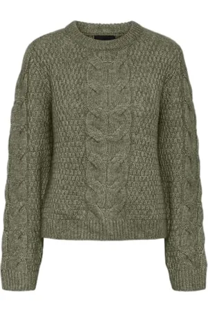 Pieces® Pcnina LS O-Neck Knit Noos BC Maglione Lavorato a Maglia, Verde-Deep Lichen Green, XL Donna