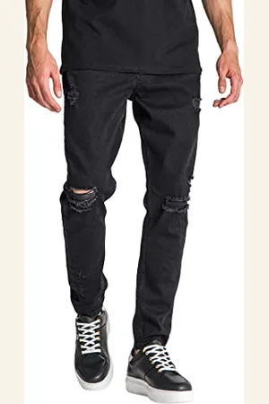 Gianni Kavanagh Black Ripped Carrot Leg Jeans, XL Uomini