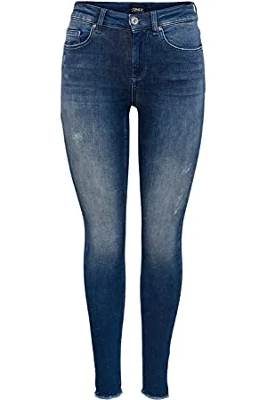 ONLY ONLBLUSH LIFE MID SK ANK RAW REA811 NOOS, Jeans Donna, (Dark Blue Denim), M / "30