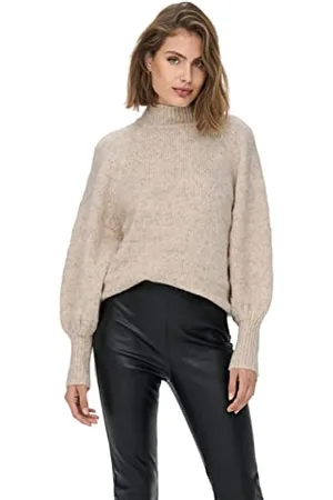 ONLY Onlcelina Life L/S High-Pullover CC Knt Maglione, Betulla/Dettaglio: w. Melange, M Donna