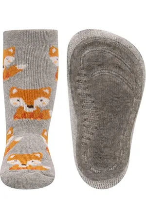 Ewers 1 Paia Ragazze e Bambine calzini antiscivolo cotone calzini, ragazza calzini antiscivolo per Bambino Piccola, motivo volpe, made in Germany, taglia 25-26