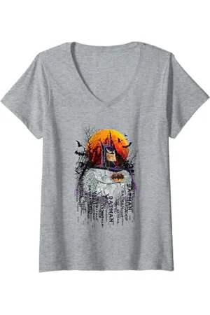 Batman Donna Cavaliere Oscuro Torre gotica Silhouette Maglietta con Collo a V