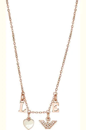 Emporio Armani Collana Da Donna Sentimental, Lunghezza: 350+70mm, Charms: 6mm Collana In Acciaio Inossidabile Oro Rosa, EGS2955221