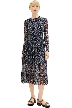 TOM TAILOR Fantasia Abito in Rete da Donna in Denim con Motivo, , M