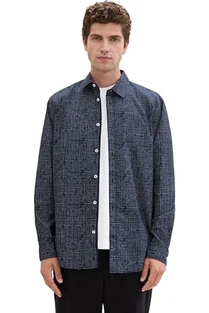 TOM TAILOR 1042647 Camicia, 36013-Navy Grid Design, L Uomo