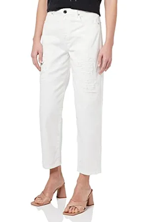 Pinko Maddie Mom Bull Rotture E RAMM Jeans, Z04_Bianco Brill, 30 Donna