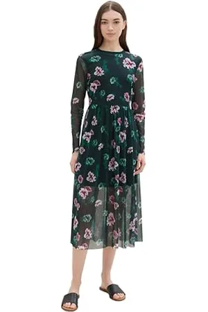 TOM TAILOR 1039911 Vestito, 36312-Stampa Astratta Verde, M Donna