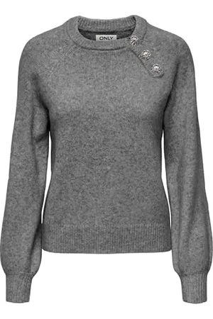 ONLY Onllauren Life LS O-Neck Button Knt Maglione, , M Donna