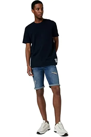 Koton Ripped Jean Shorts Folded Leg Detailed Buttoned Pantaloncini, (740), 37 Uomo