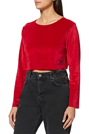 KENDALL + KYLIE KENDALL & KYLIE K&K W Active Velvet Uneven Cropped Top KKW351654 Blouse, , S Femme