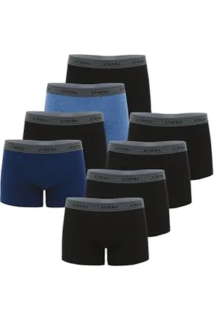 ATHENA Promo Basic Coton Boxer, (Noir/Noir/Noir/Noir/Bleu/Noir/Bleu Chiné/Noir 9050), X-Large (Taglia Produttore: 5) (Pacco da 8) Uomo