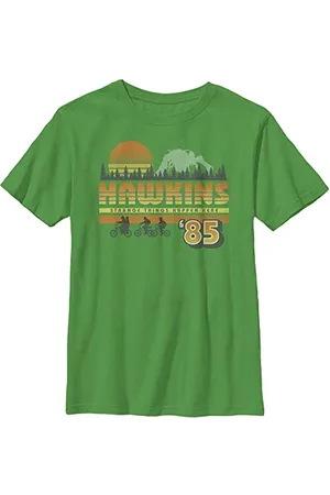Stranger Things Hawkins Vintage Sunsnet-Maglietta a Maniche Corte T-Shirt, , Taglia Unica Unisex-Bambini e Ragazzi